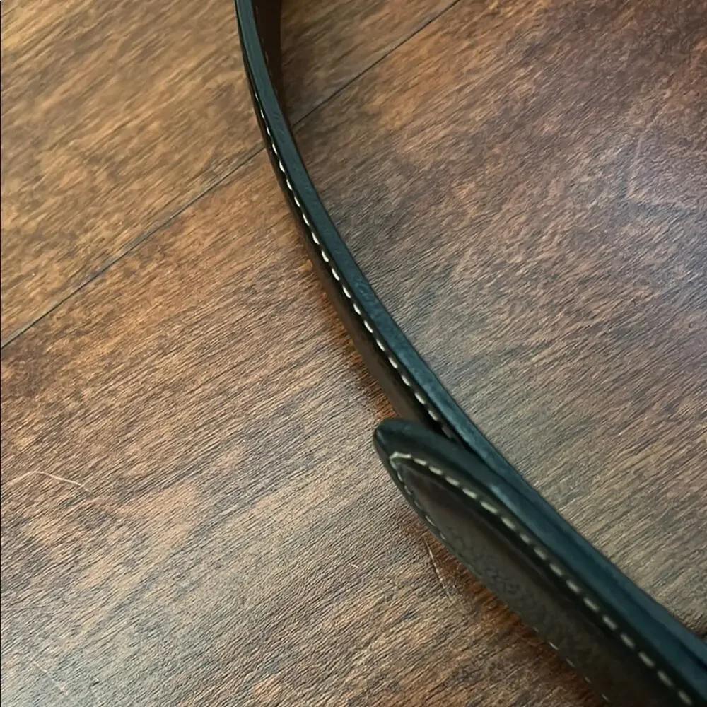 Cole Haan Men’s Two Tone Leather Belt  With Contrast Stitching, Silver Hardware